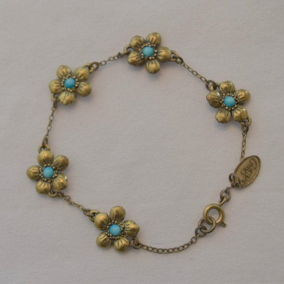 Cath Kidston Jewelry - Cath Kidston Gold Flower Bracelet With Turquoise